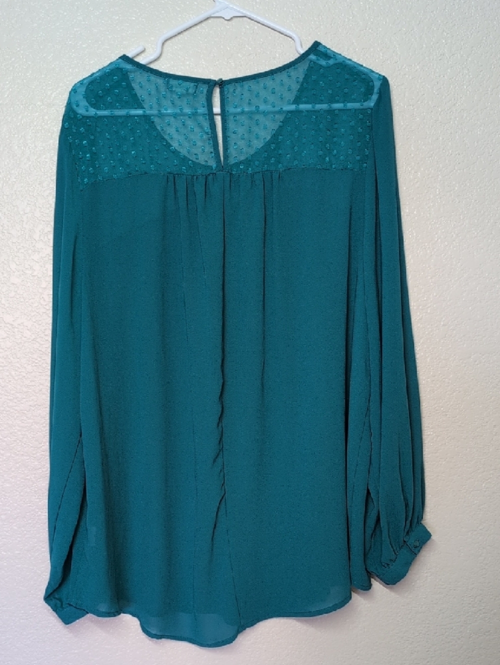 Eyeshadow Teal Bow-Front Long Sleeve Blouse - Picture 2 of 9